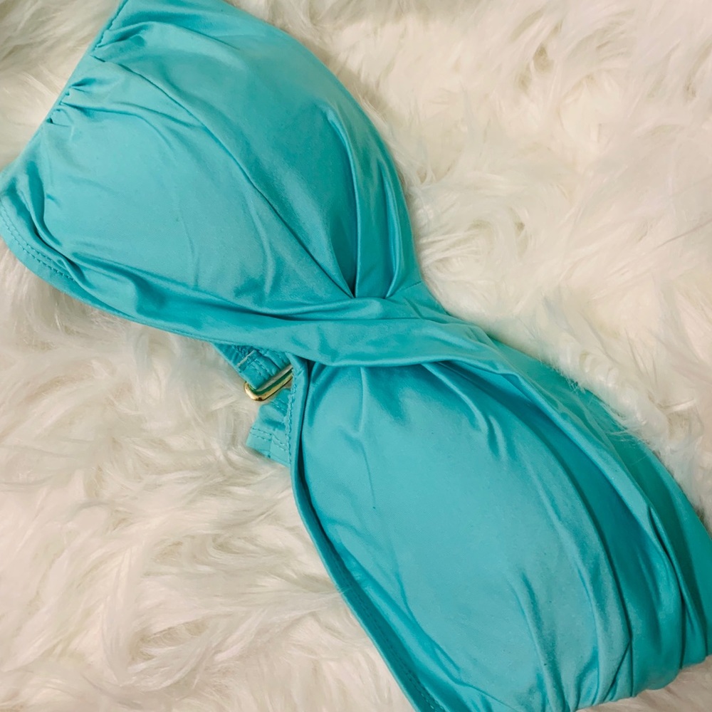 Light Teal Bandeau Swim Top